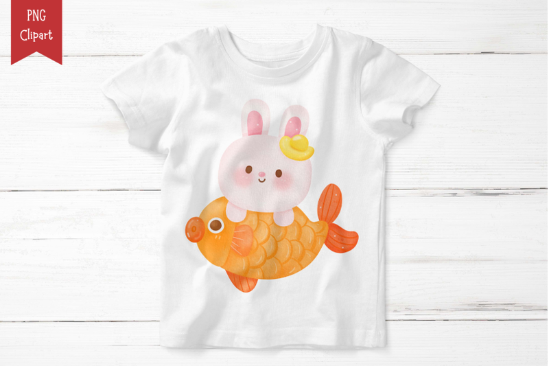 chinese-new-year-rabbit-cute-cartoon-bunny-watercolor-kawaii-clipart