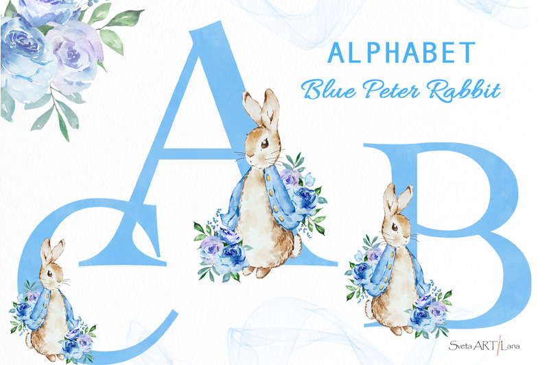peter-rabbit-floral-blue-alphabet-clipart