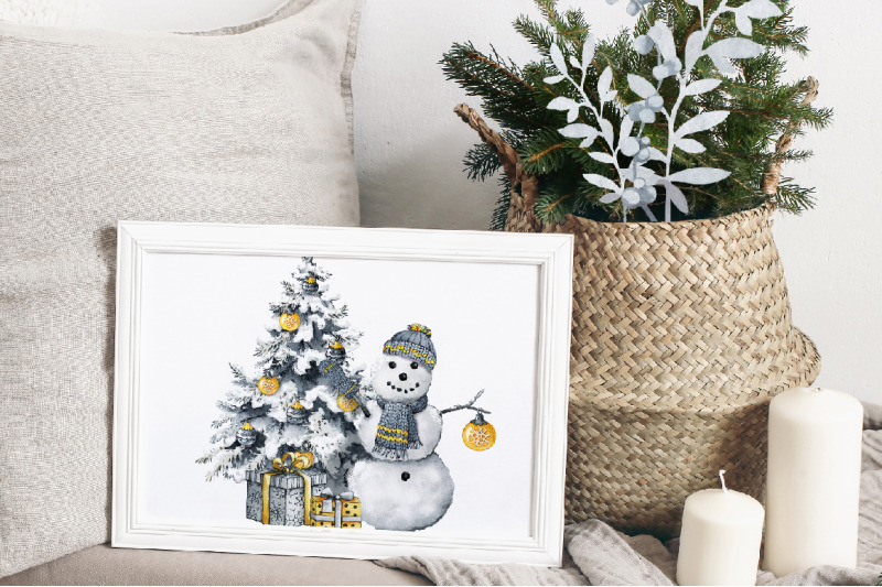 christmas-snowman-winter-scene-watercolor-clipart-png-digital-downl
