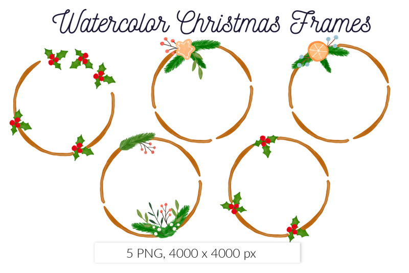 watercolor-christmas-wooden-circle-frame-sublimation-png