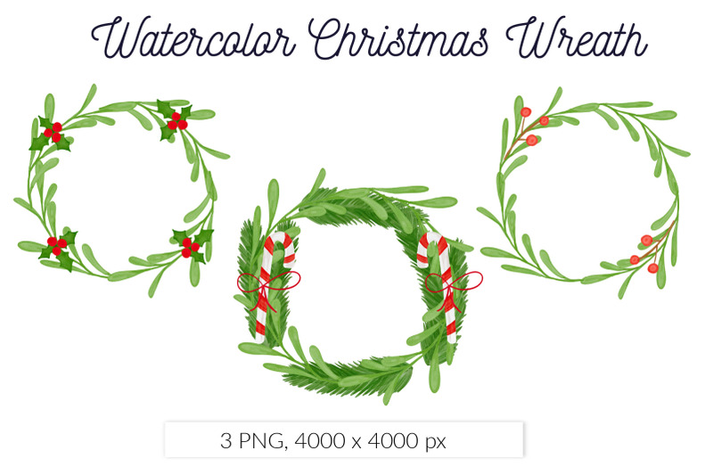 watercolor-floral-mistletoe-christmas-wreath