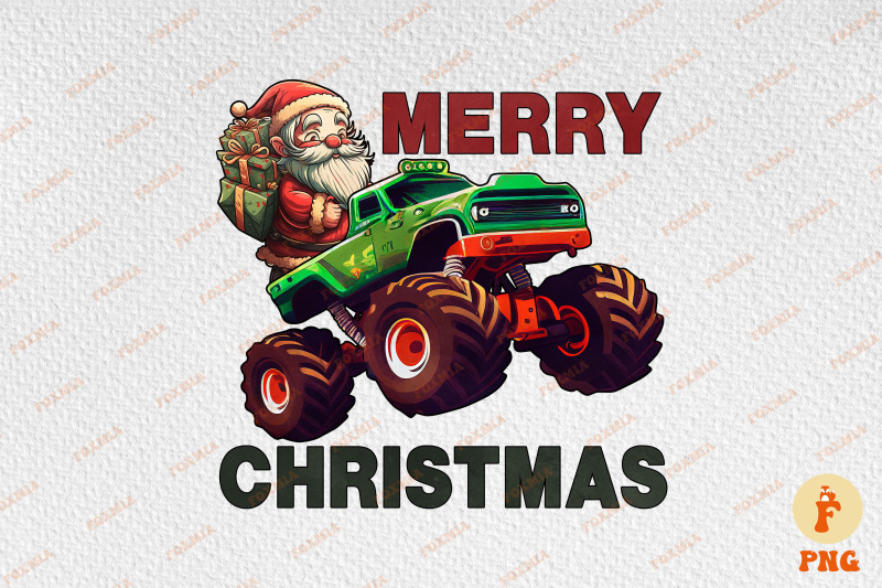 kids-merry-christmas-santa-monster-truck