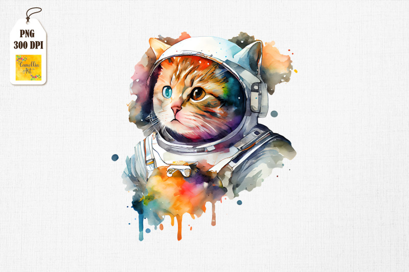 watercolor-colorful-astronaut-cat