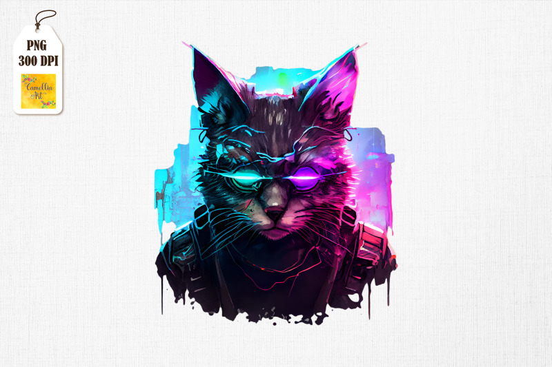 cyberpunk-colorful-cat-art-3