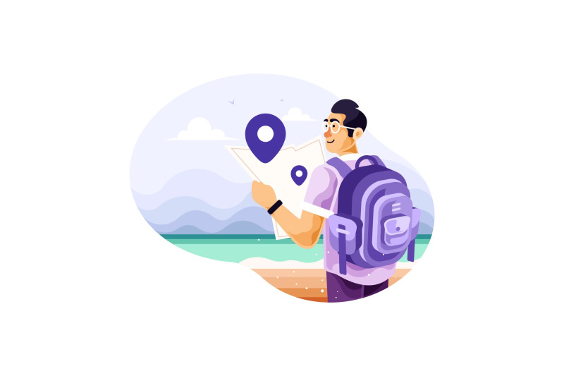 man-backpacker-traveler-alone-with-a-maps-vector-illustration