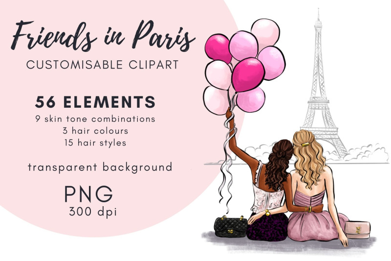 friends-in-paris-customisable-fashion-clipart-png