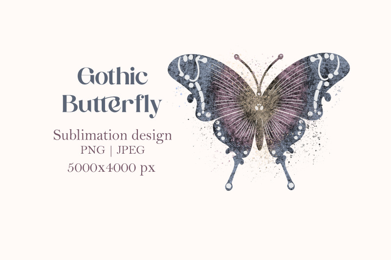 gothic-butterfly-sublimation-design-png