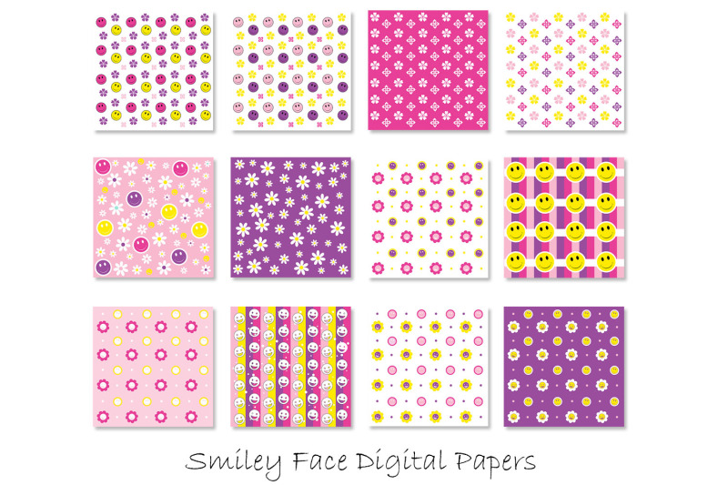 pink-and-purple-smiley-digital-papers