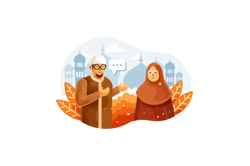 muslim-couple-chatting-vector-illustration