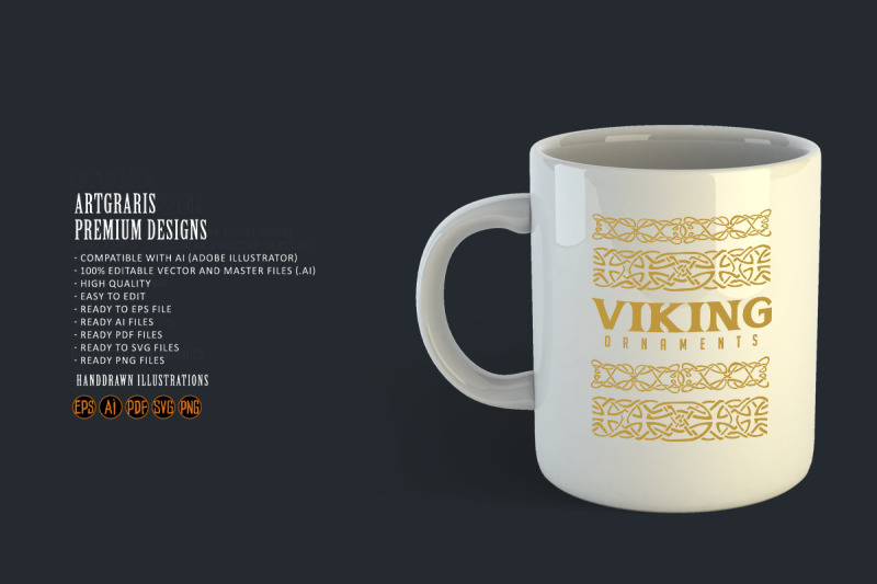 classic-viking-line-art-ornament-set-svg