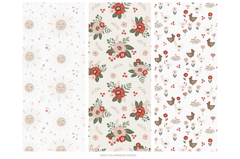 floral-boho-spring-neutral-digital-paper-pack-seamless-pattern