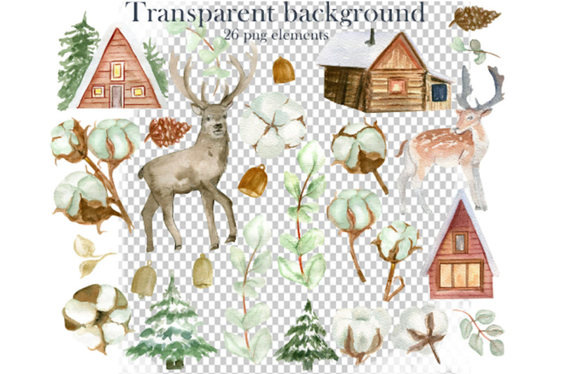 reindeer-clipart-winter-wonderland-forest-illustration