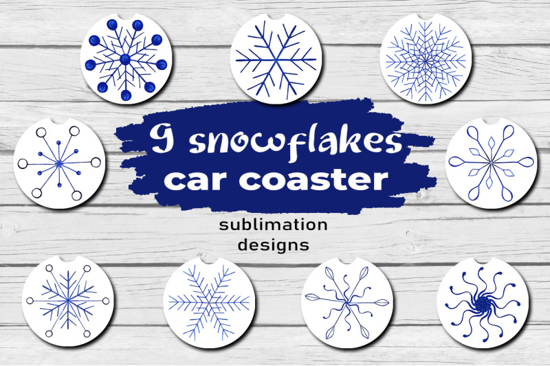 snowflakes-car-coaster-sublimation-design-bundle