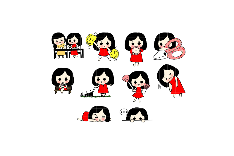 cute-little-girl-doing-activities-clipart-set-of-70-cliparts