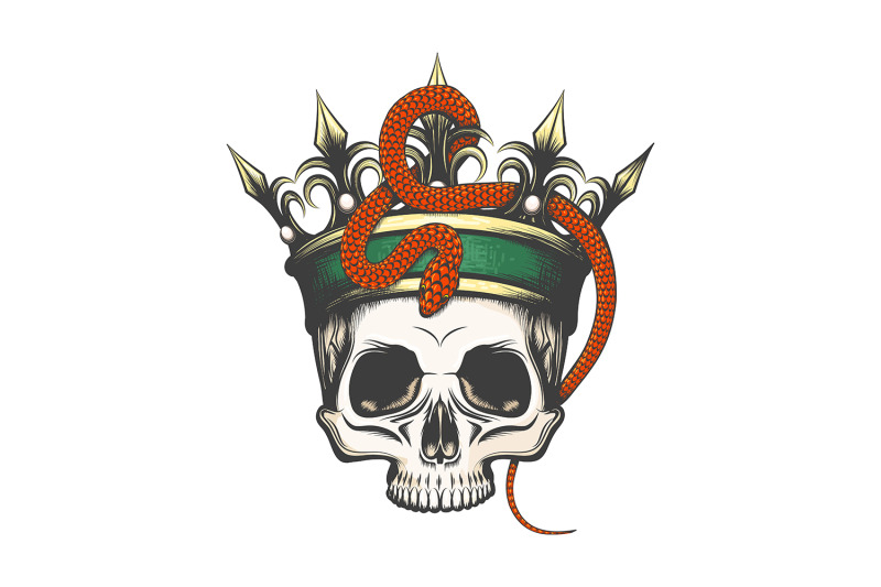 human-skull-in-crown-and-snake-tattoo