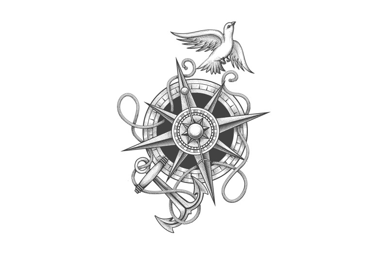dove-flying-above-compass-and-anchor-with-ropes-engraving-tattoo