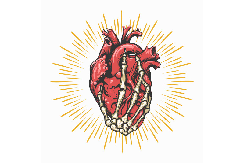 skeleton-hand-holds-heart-tattoo-on-white-background