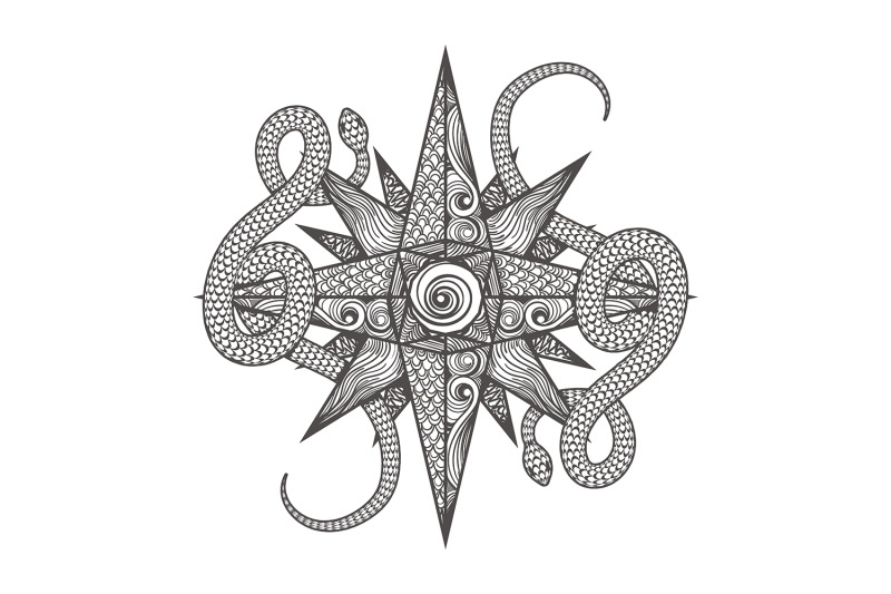star-and-snakes-tattoo-in-zentangle-style