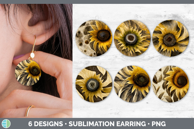 sunflower-round-earring-sublimation-designs-bundle