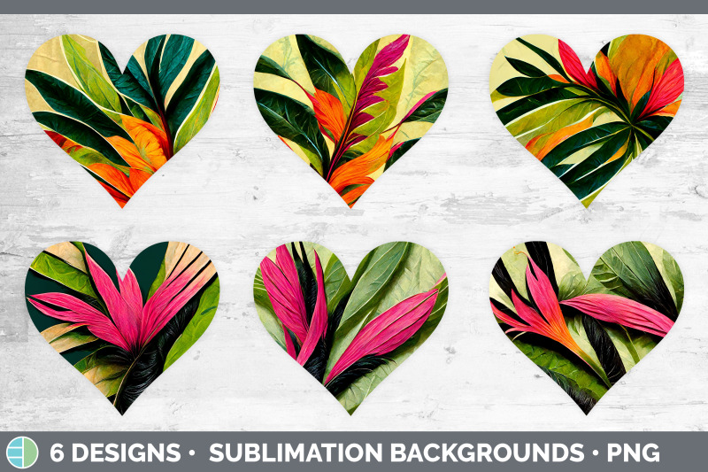 tropical-leaves-hearts-clipart-sublimation-designs