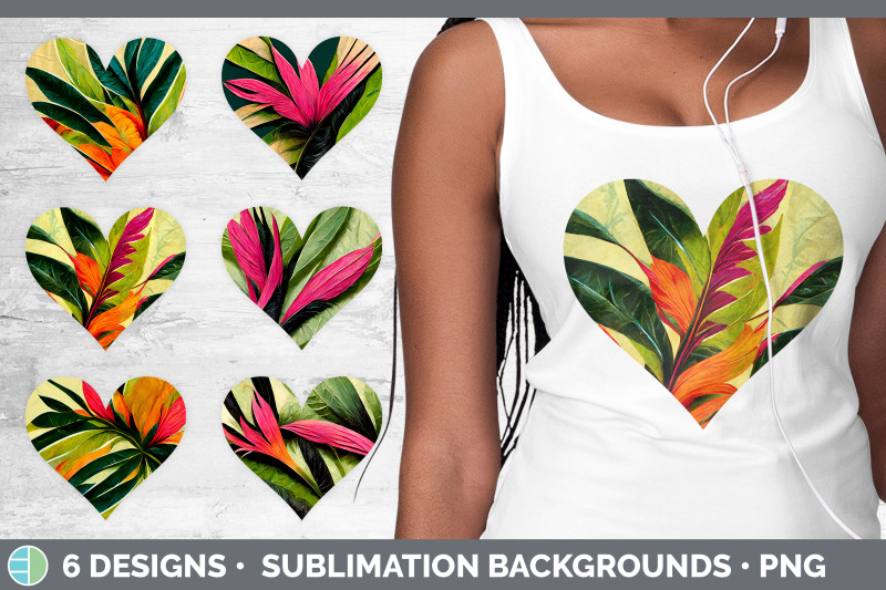 tropical-leaves-hearts-clipart-sublimation-designs