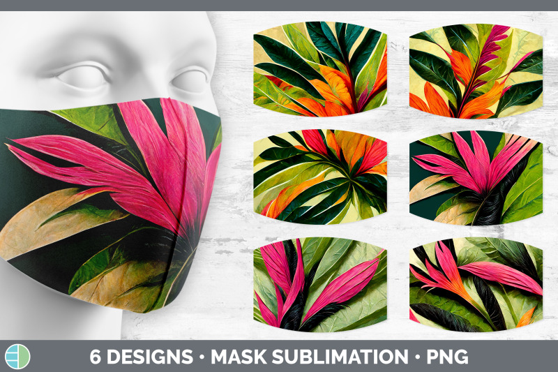 tropical-leaves-mask-sublimation-bundle-face-mask-designs