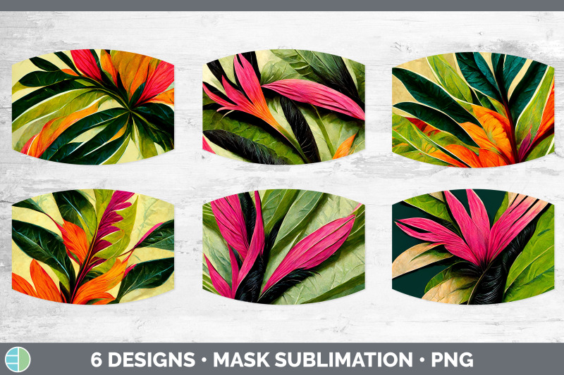 tropical-leaves-mask-sublimation-bundle-face-mask-designs