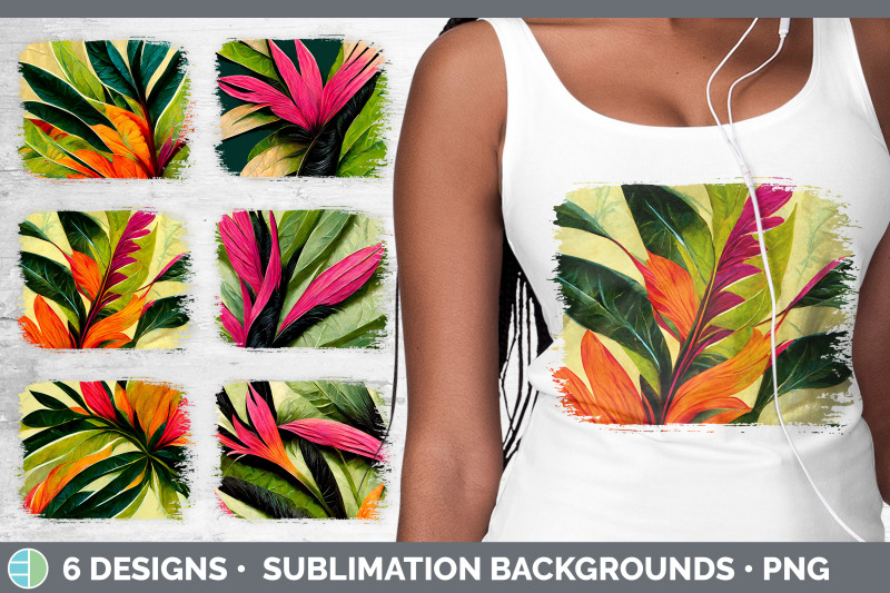 tropical-leaves-distressed-sublimation-background-panel