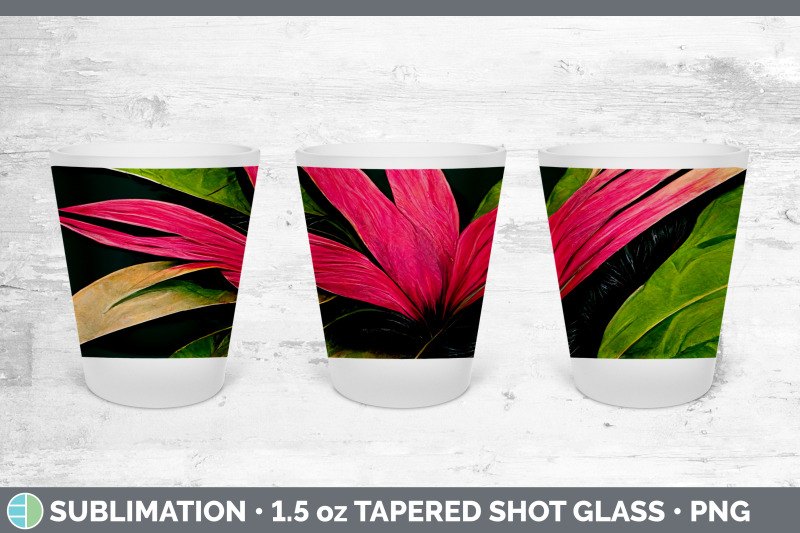 tropical-leaves-shot-glass-sublimation-shot-glass-1-5oz-tapered