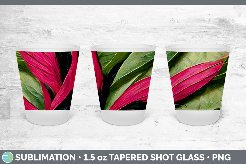 tropical-leaves-shot-glass-sublimation-shot-glass-1-5oz-tapered