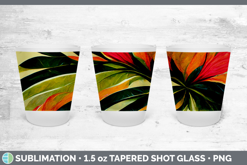 tropical-leaves-shot-glass-sublimation-shot-glass-1-5oz-tapered