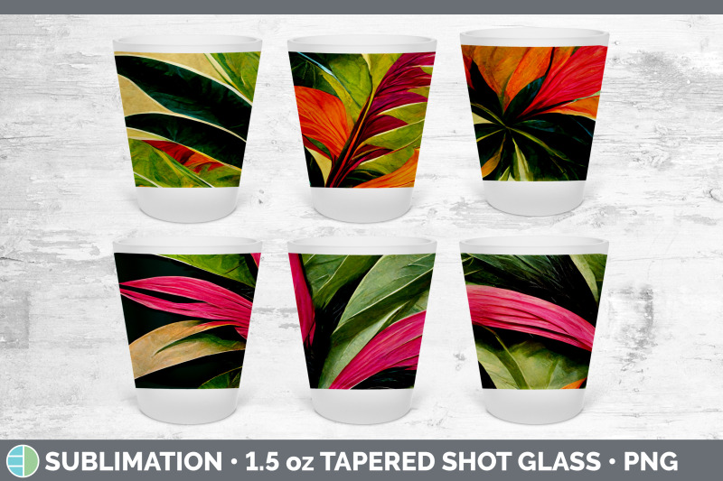 tropical-leaves-shot-glass-sublimation-shot-glass-1-5oz-tapered