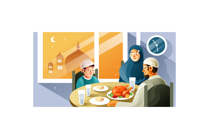 muslim-family-enjoy-iftar-meal-in-ramadan