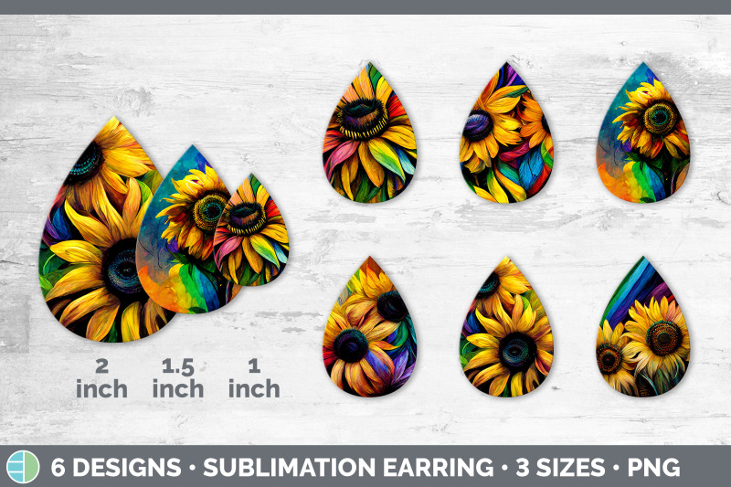 rainbow-sunflower-teardrop-earring-sublimation-designs-bundle