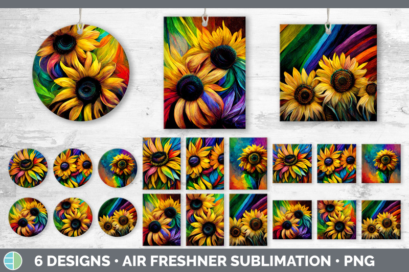 rainbow-sunflower-air-freshener-sublimation-designs-bundle