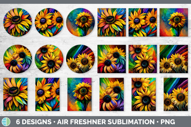 rainbow-sunflower-air-freshener-sublimation-designs-bundle