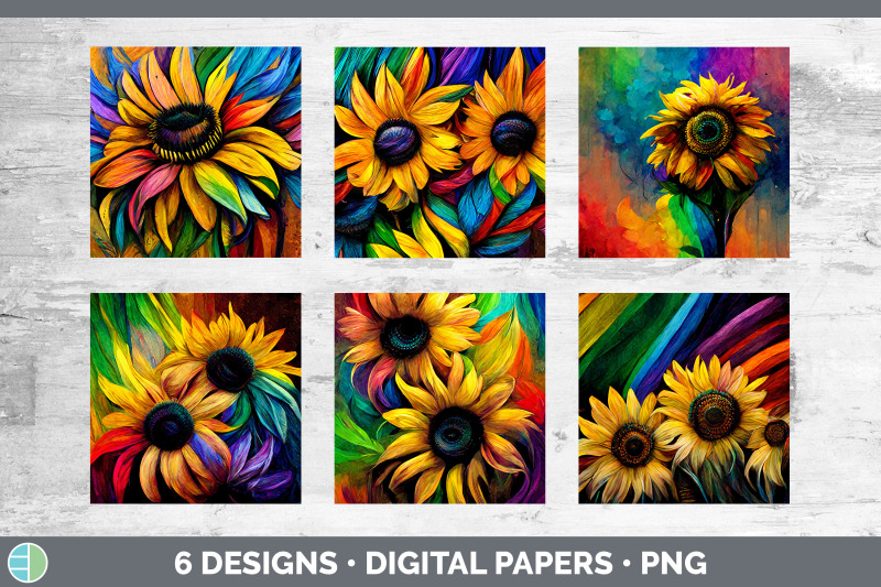 rainbow-sunflower-backgrounds-digital-scrapbook-papers