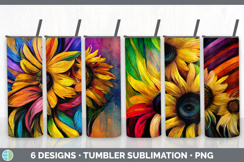 rainbow-sunflower-tumbler-sublimation-bundle