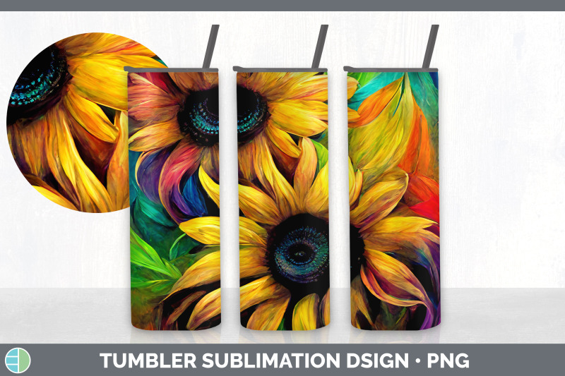 rainbow-sunflower-tumbler-sublimation-bundle