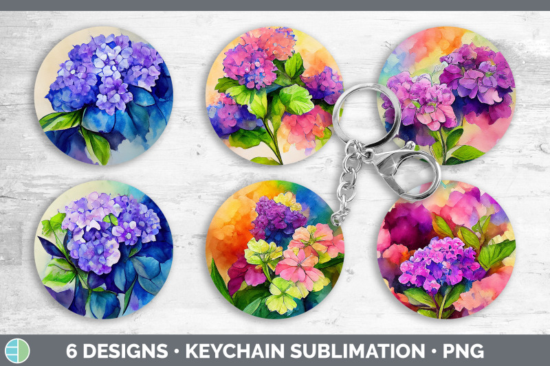 hydrangea-keychain-bundle-keyring-sublimation-designs