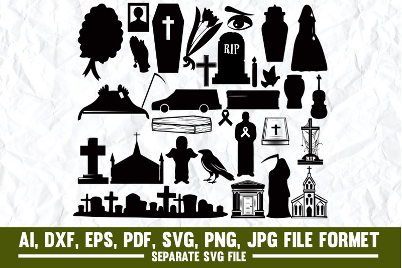 set-of-items-used-at-the-funeral-service-and-ceremony-svg