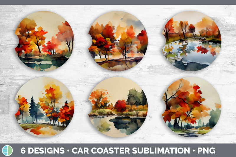 autumn-trees-car-coaster-sublimation-designs-bundle