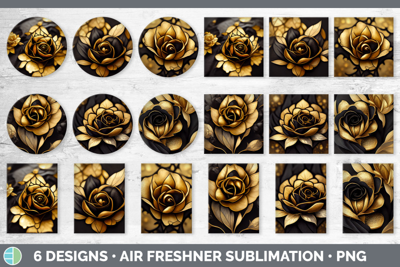 black-and-gold-rose-air-freshener-sublimation-designs-bundle