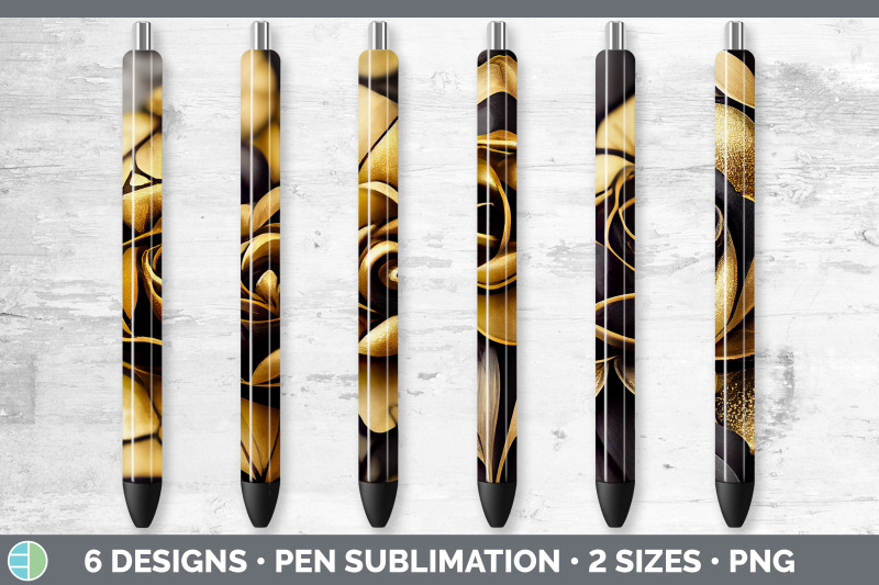 black-and-gold-rose-pen-wraps-epoxy-sublimation-bundle