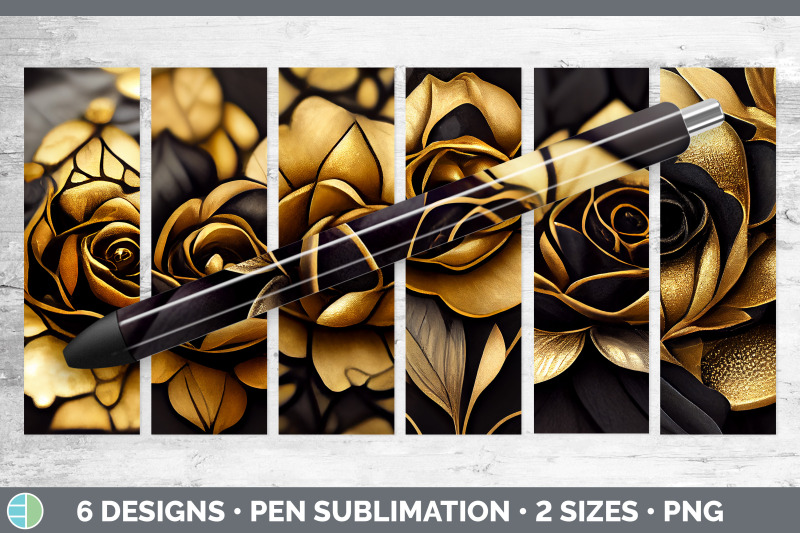 black-and-gold-rose-pen-wraps-epoxy-sublimation-bundle