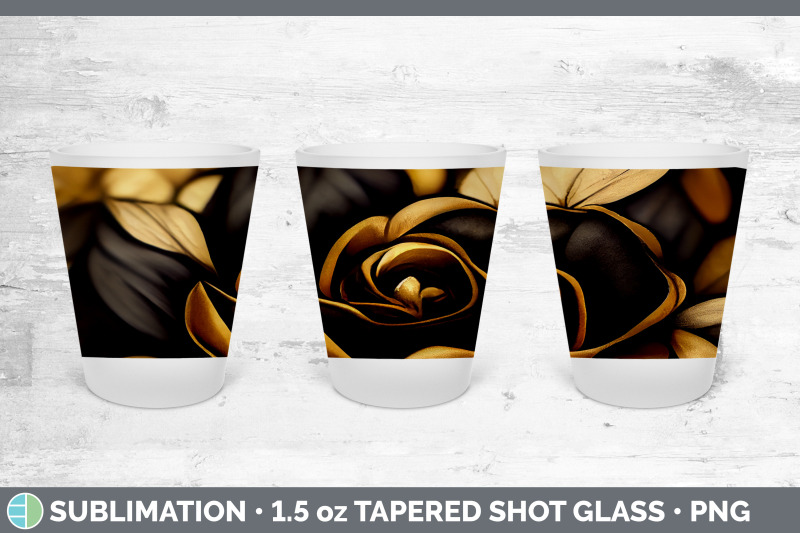 black-and-gold-rose-shot-glass-sublimation-shot-glass-1-5oz-tapered