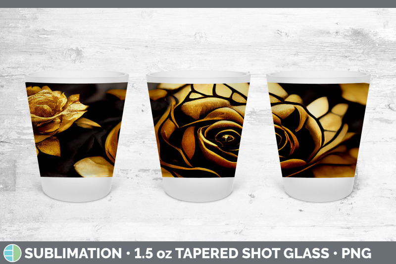 black-and-gold-rose-shot-glass-sublimation-shot-glass-1-5oz-tapered