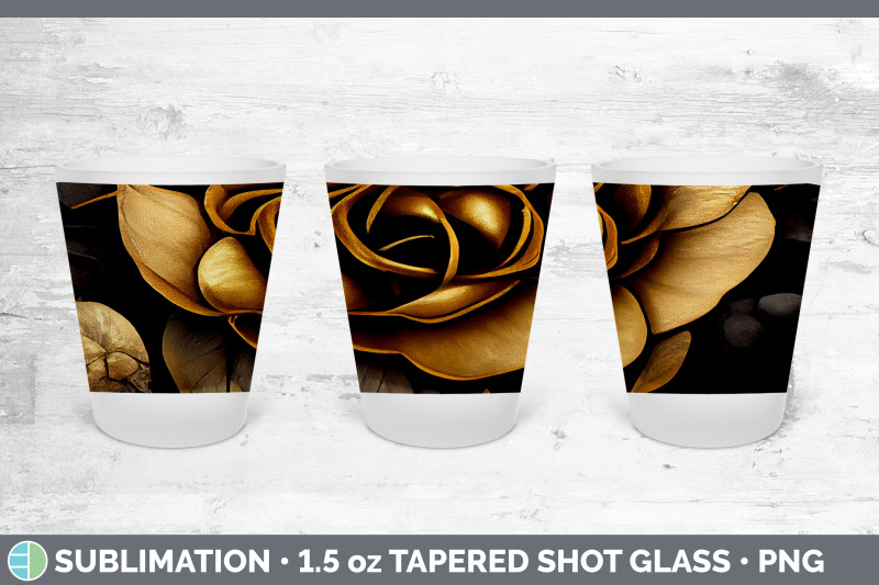 black-and-gold-rose-shot-glass-sublimation-shot-glass-1-5oz-tapered