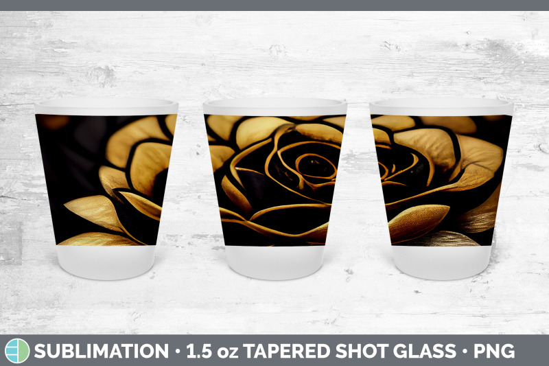 black-and-gold-rose-shot-glass-sublimation-shot-glass-1-5oz-tapered