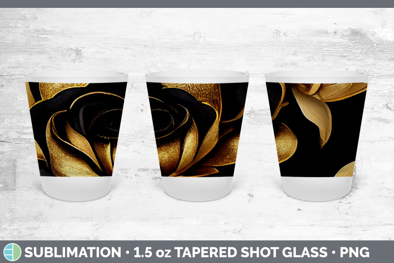 black-and-gold-rose-shot-glass-sublimation-shot-glass-1-5oz-tapered